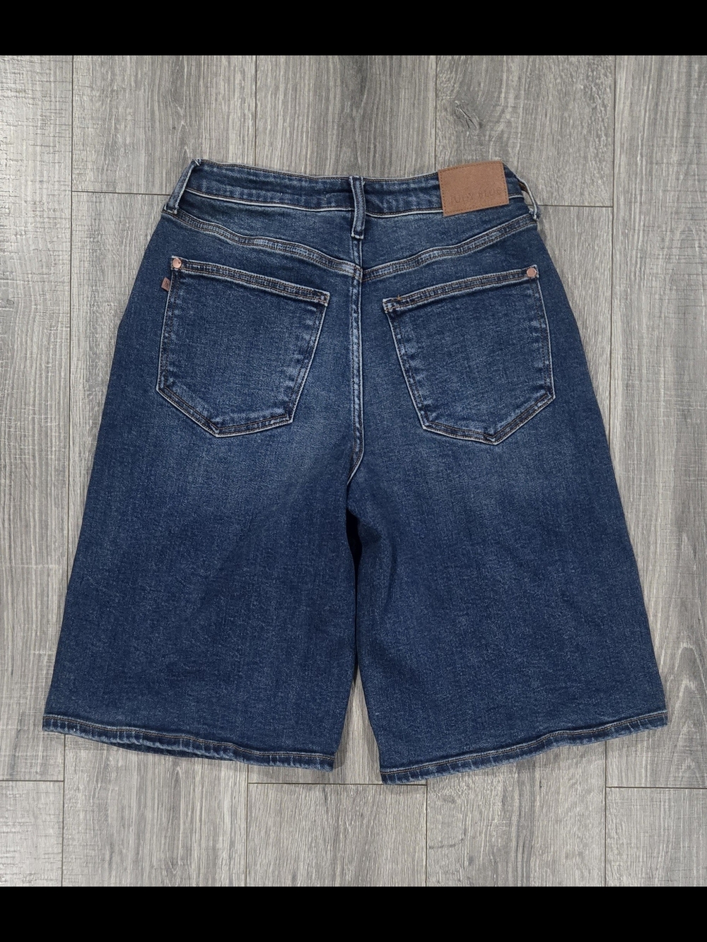 Judy Blue High Waist Jort Denim Shorts Womens Dark Wash Bermuda Stretch. #438 - Picture 3 of 6